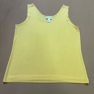 Chicos Travelers Yellow Scoop Neck Tank Top Sleeveless Size 3 XL Acetate Blend